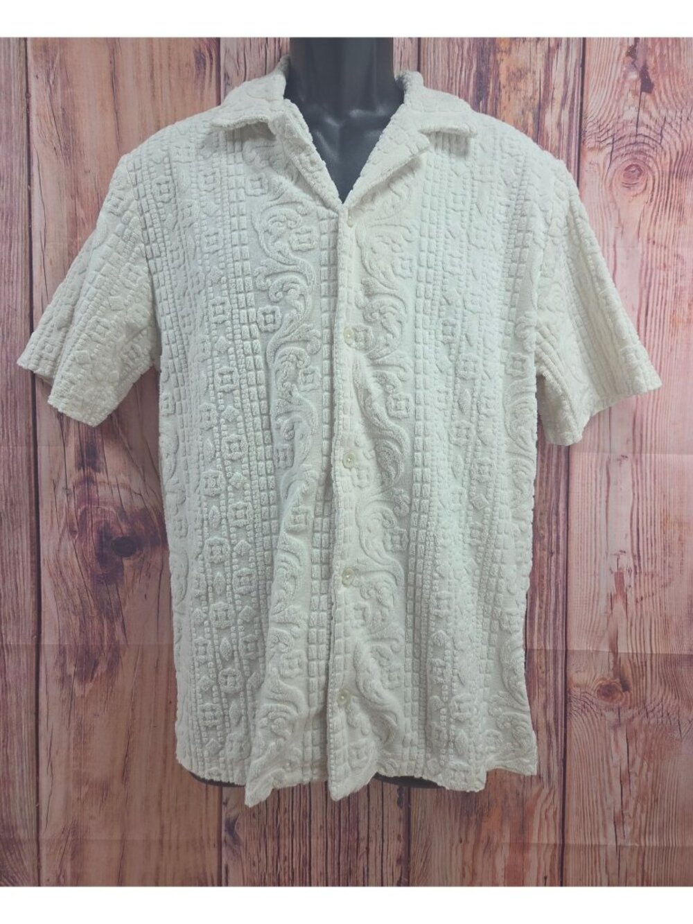 Urban Outfitters Textured Short Sleeve Button Up Shirt Medium